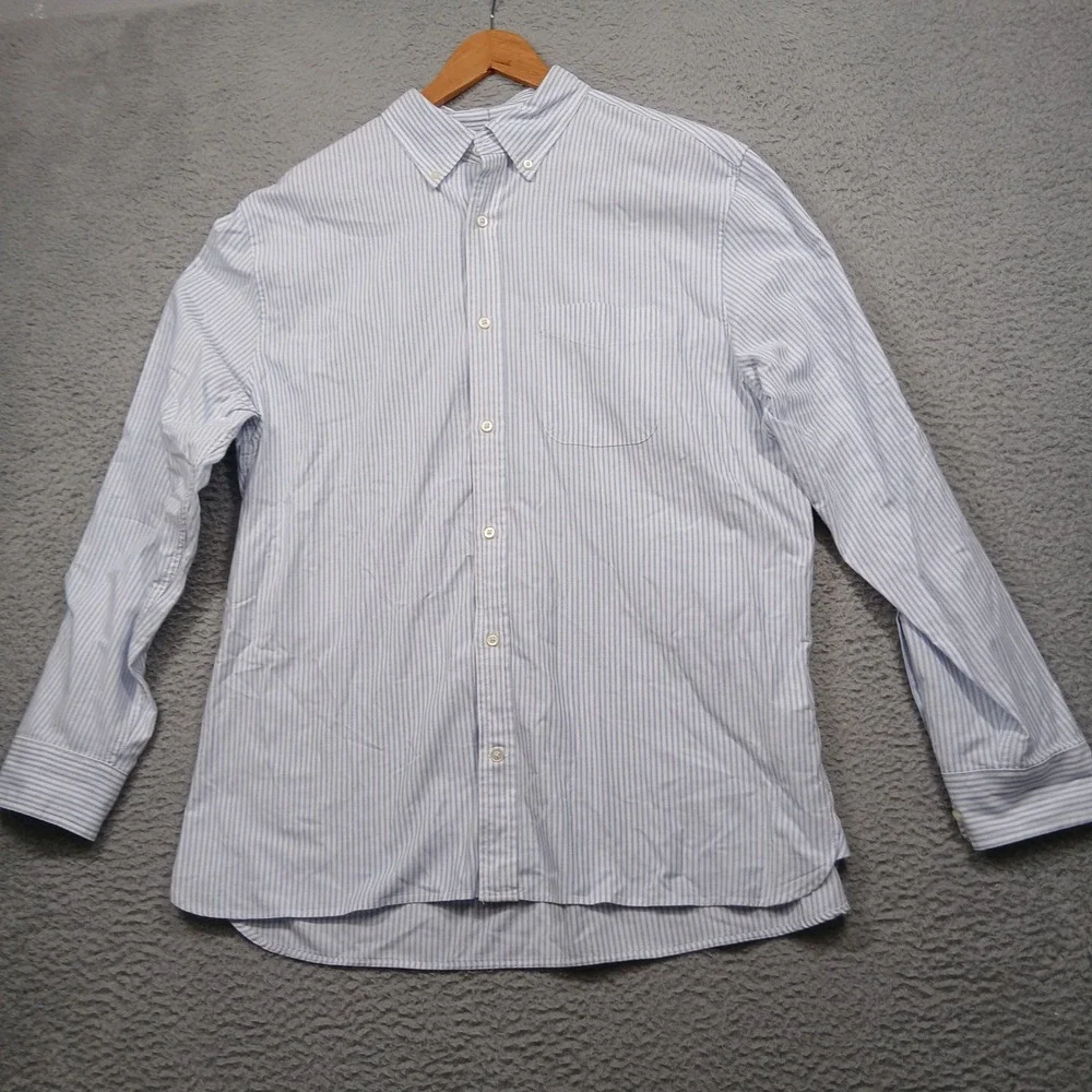 Banana Republic Organic Cotton Shirt Men's XL Blue White Stripe Untucked‎ Fit